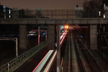 timelapse photography of train