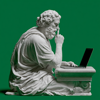 Timeless Wisdom: Ancient Philosopher with Modern Technology