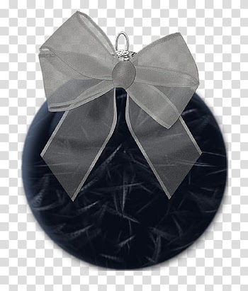Timeless XmasGothic, gray Christmas bauble with white bow transparent background PNG clipart