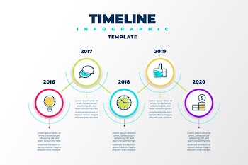 Timeline infographic with years Free Vector