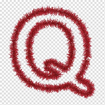 TINSEL CAPITAL LETTERS s, letter Q red wreath wall decor illustration transparent background PNG clipart