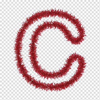 TINSEL CAPITAL LETTERS s, red letter C wreath illustration transparent background PNG clipart
