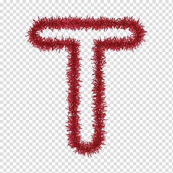 TINSEL CAPITAL LETTERS s, red T-shaped wreath transparent background PNG clipart