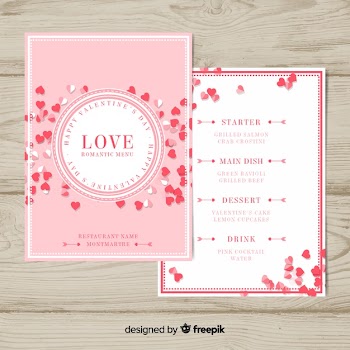 Tiny hearts valentine menu template
