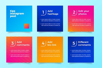 Tips instagram post collection Free Vector