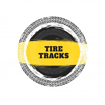 Tire tracks circular frame background