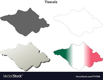 Tlaxcala blank outline map set vector image