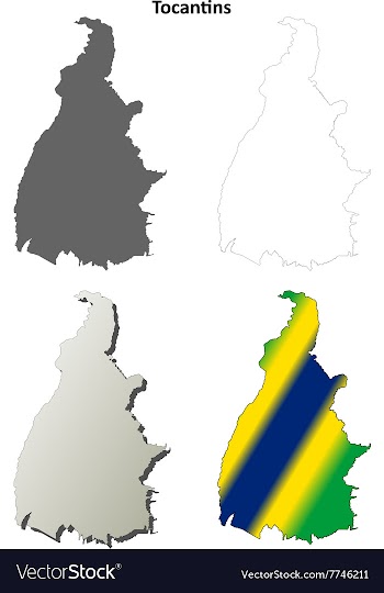 Tocantins blank outline map set vector image