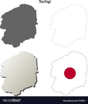Tochigi blank outline map set vector image