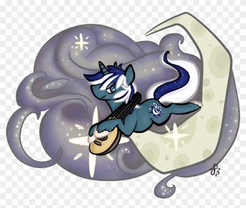 Tockien, Bard, Blue, Cloud, Crescent Moon, Instrument, - Cartoon