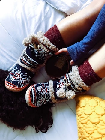 Toddler's Brown Blue and Grey Tribal Fur Boits