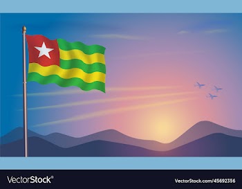 togo flag in the morning sun
