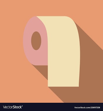Toilet paper with long shadow in flat style vector image