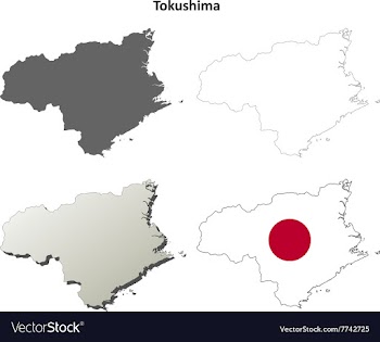 Tokushima blank outline map set vector image