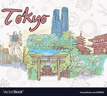 Tokyo doodles vector image