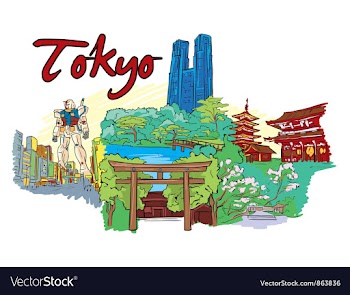 Tokyo doodles vector image