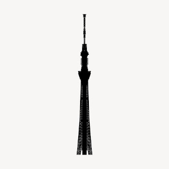 Tokyo Tower silhouette collage element, | Free PSD - rawpixel