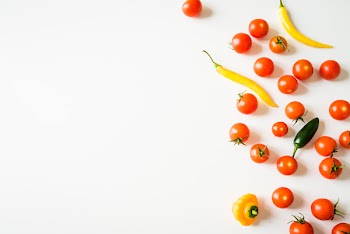 Tomato &amp; Pepper on White Background