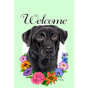 Tomoyo Pitcher Welcome Flowers Labrador Retriever Garden Flag ...
