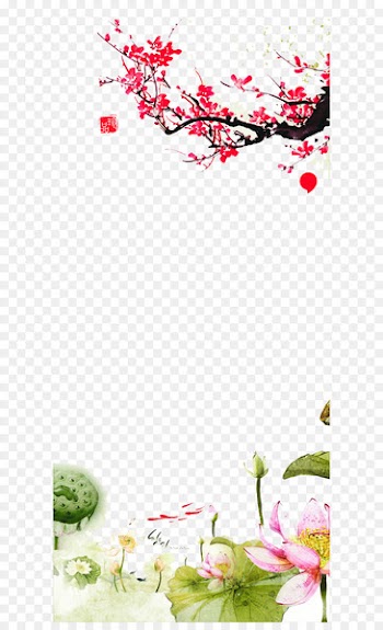 Tong Shu Ink Chinese zodiac Tung Shing - Ink plum blossom lotus background 