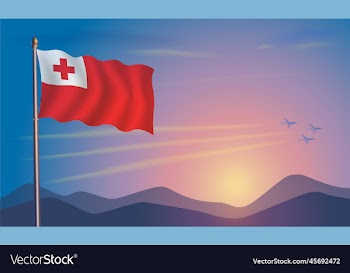 tonga flag in the morning sun