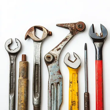 Tools arranged on a clean white surface for home improvement projects