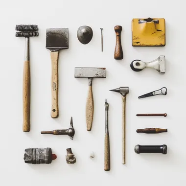 Tools arranged on a white surface for home improvement projects