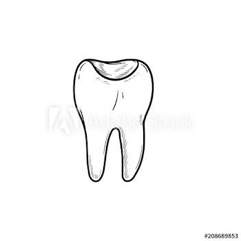 Tooth cavity hand drawn outline doodle icon