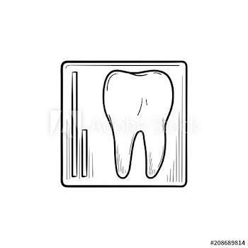 Tooth x-ray hand drawn outline doodle icon