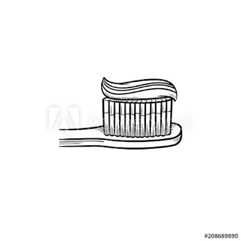 Toothpaste on a toothbrush hand drawn outline doodle icon