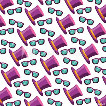 top hat and glasses fashion carnival party pattern