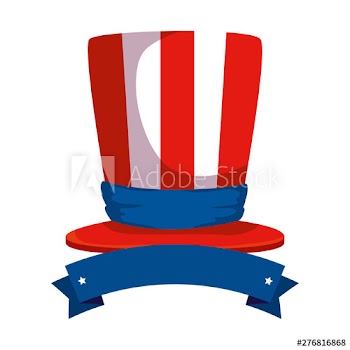 top hat with united states of america flag and ribbon