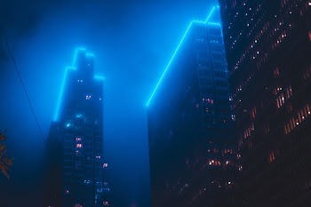 top lighted high-rise building