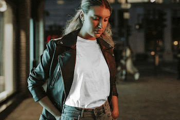 Top mockup in jacket, street | Free PSD Mockup - rawpixel