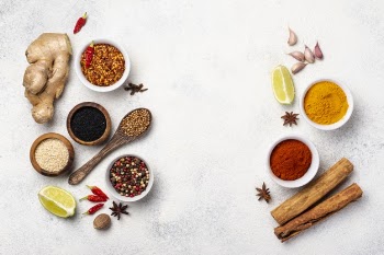 Top view assortment of asian food spices Free Photo