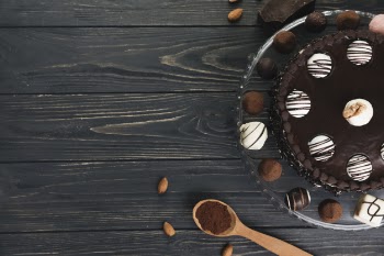 Top view chocolate cake