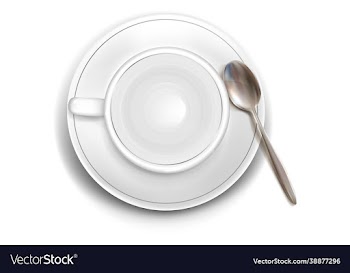 top view coffee mug set or tea cup on round