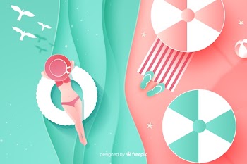 Top view of a beach in paper style Free Vector