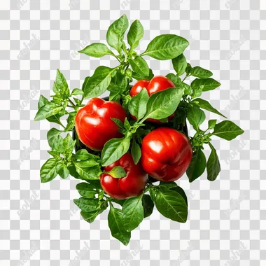 Top View of a Bell Pepper Plant PNG Illustration