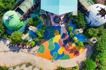 Top View of a Colorful Resort