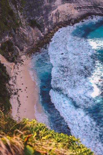 top view of beach shore