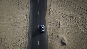 Top View Of Blue Car 