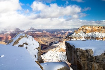 Top View of Canyon Covered With Snow