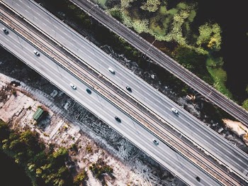 top view of car road