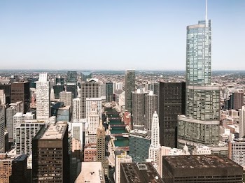 top view of city buildings