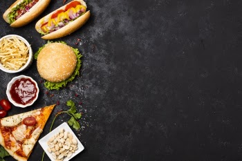 Top view of fast food with copy space Free Photo