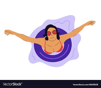 top view of female enjoy swimming in bikni