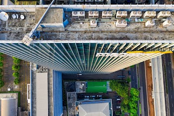 Top View of Gray High Rise Building