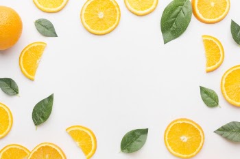 Top view of orange slices frame concept Free Photo