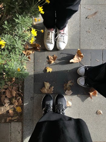 Top View of People Wearing Sneakers